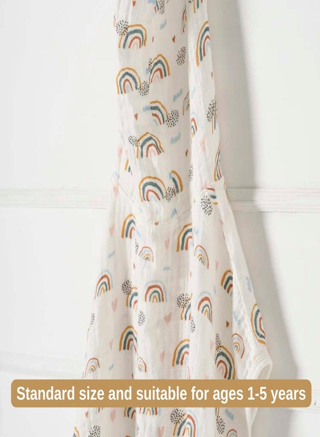 BEBELOP 100% Cotton Muslin Baby Bath Poncho - Soft & Absorbent Hooded Towel for Infants & Toddlers, Lightweight and Breathable, Baby Shower (Rainbow) - Image 3